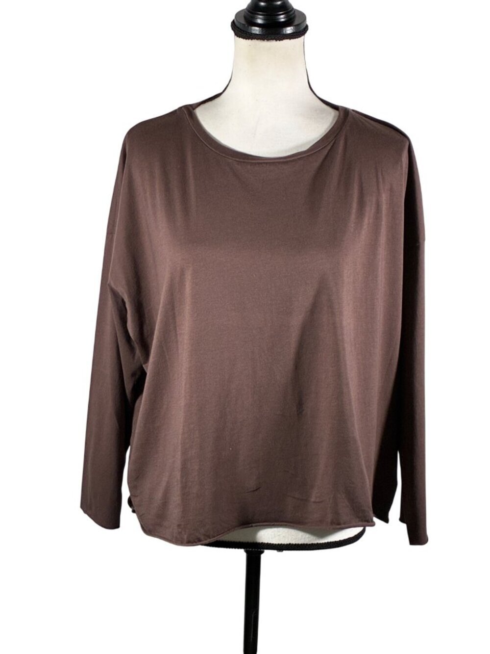 Planet Brown Long Sleeve Pima Cotton Top One Size Fits All Made In Peru neutral